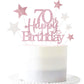 Pargleev Glittery 70th Birthday Cake Topper, Personalised Party Decoration, Rose Gold, Paper