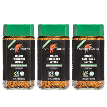 Mount Hagen 3.53oz Organic Freeze Dried Instant Decaf Coffee- 3 Pack | Eco-friendly Decaf Coffee Made From Organic Medium Roast 