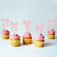 Cyodoos 24Pcs Pink Bowknot Cupcake Toppers Cake Dessert Picks Decoration For Baby Shower Princess Cupcake Toppers For Birthday P