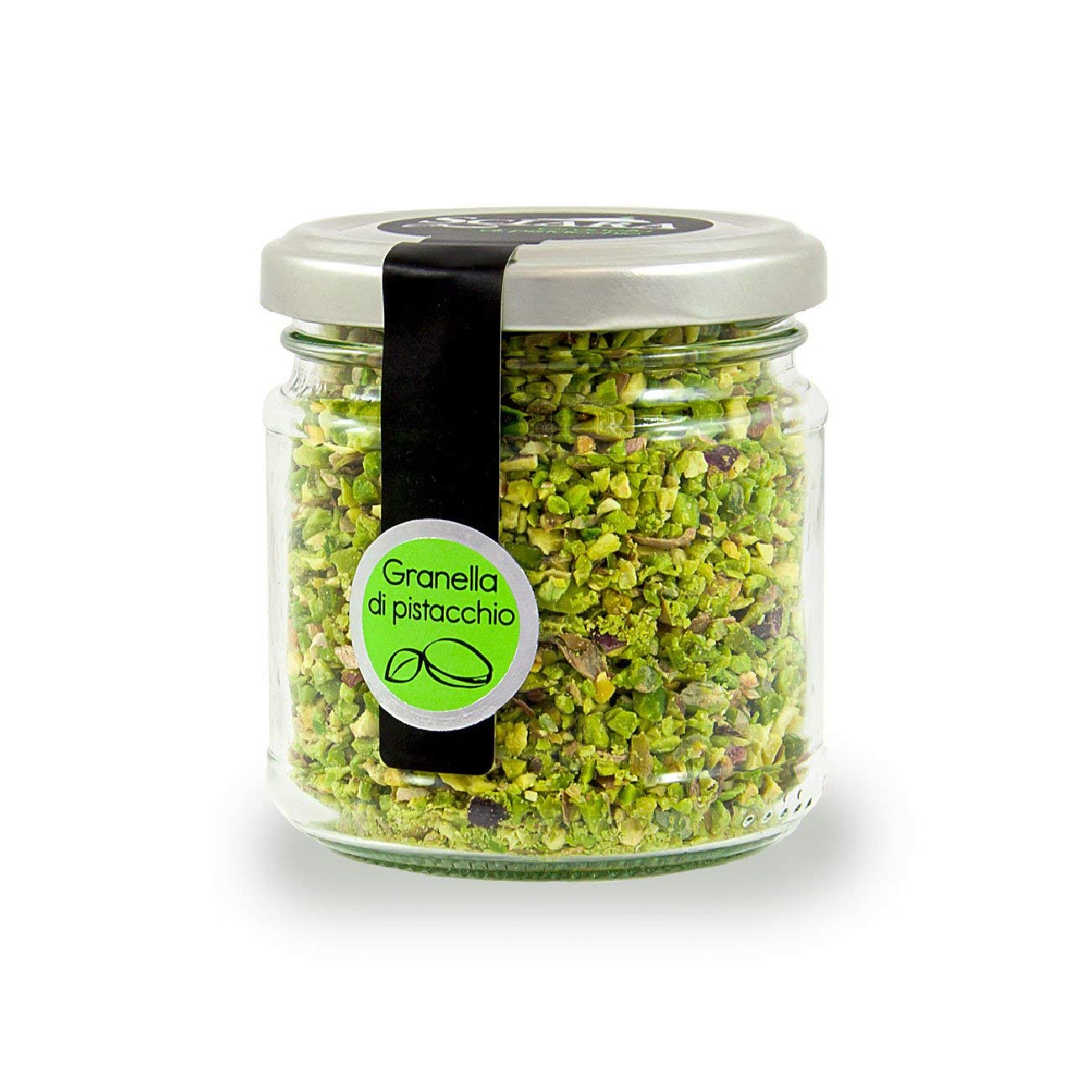 Sciara Chopped Sicilian Pistachios, Premium Quality, Glass Jar, 100g (3.5oz)
