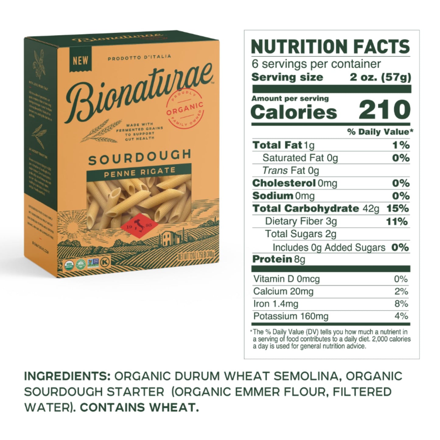 Bionaturae Organic Sourdough Penne Pasta - Dried Pasta Noodles, 12 Ounce (Pack of 4)