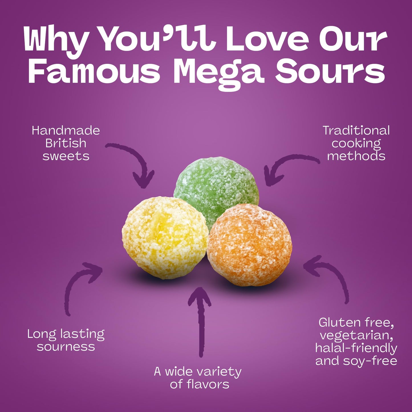 Barnetts - Mega Sour Candy Fruits 104G - Trendy Sweet Bags - Traditionally Handmade Sweets - Sour Coating Lasts 20 Seconds - Can