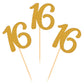 Donoter 50Pcs 16Th Cupcake Toppers Gold Glitter Number 16 Cake Picks For Birthday Anniversary Party Decoration