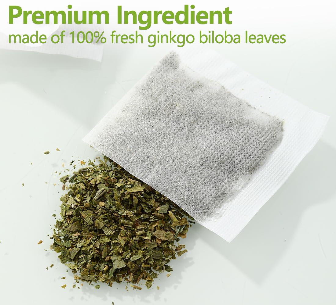 ULTHMOK Ginkgo Biloba Tea Bags - 100% Natural, Caffeine Free, 40 Count