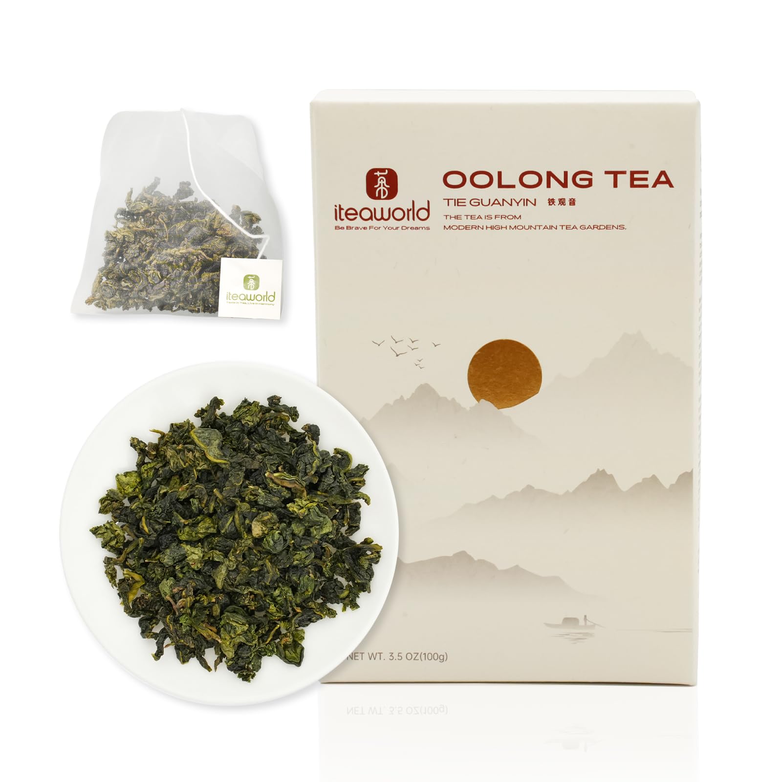 ITEAWORLD Green Oolong Tea Loose Leaf - Natural Orchid Fragrance - 100g - Organic Whole Tea Leaves - Includes 20 Empty Tea Bags