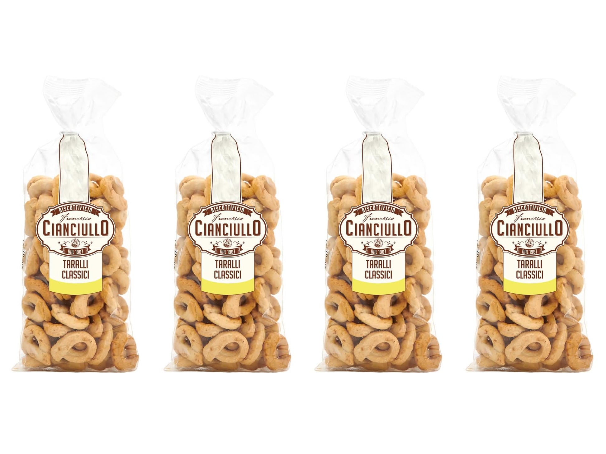 Lauras GOURMET SELECTION Cianciullo Taralli Italian Snack, 10.58 Oz (Pack of 4), 100% Made in Italy, Crunchy Appetizer Snack