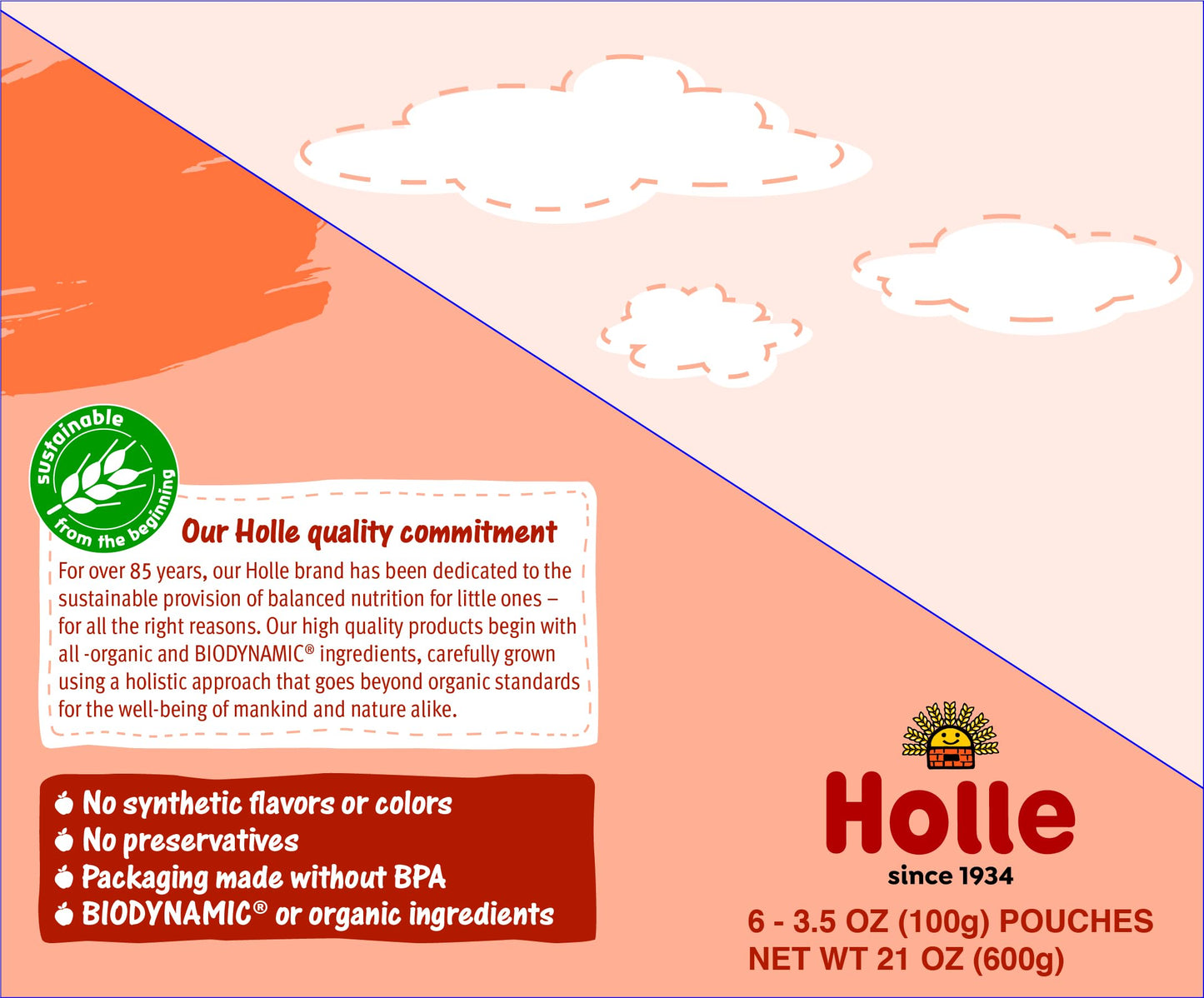 Holle Organic Baby Food Pouches - Carrot Cat Baby Puree With Carrot, Mango, Banana & Pear - (6 Pack) Organic Baby Snacks + Fruit And Veggie Pouches For Weaning Babies 6 Months And Older