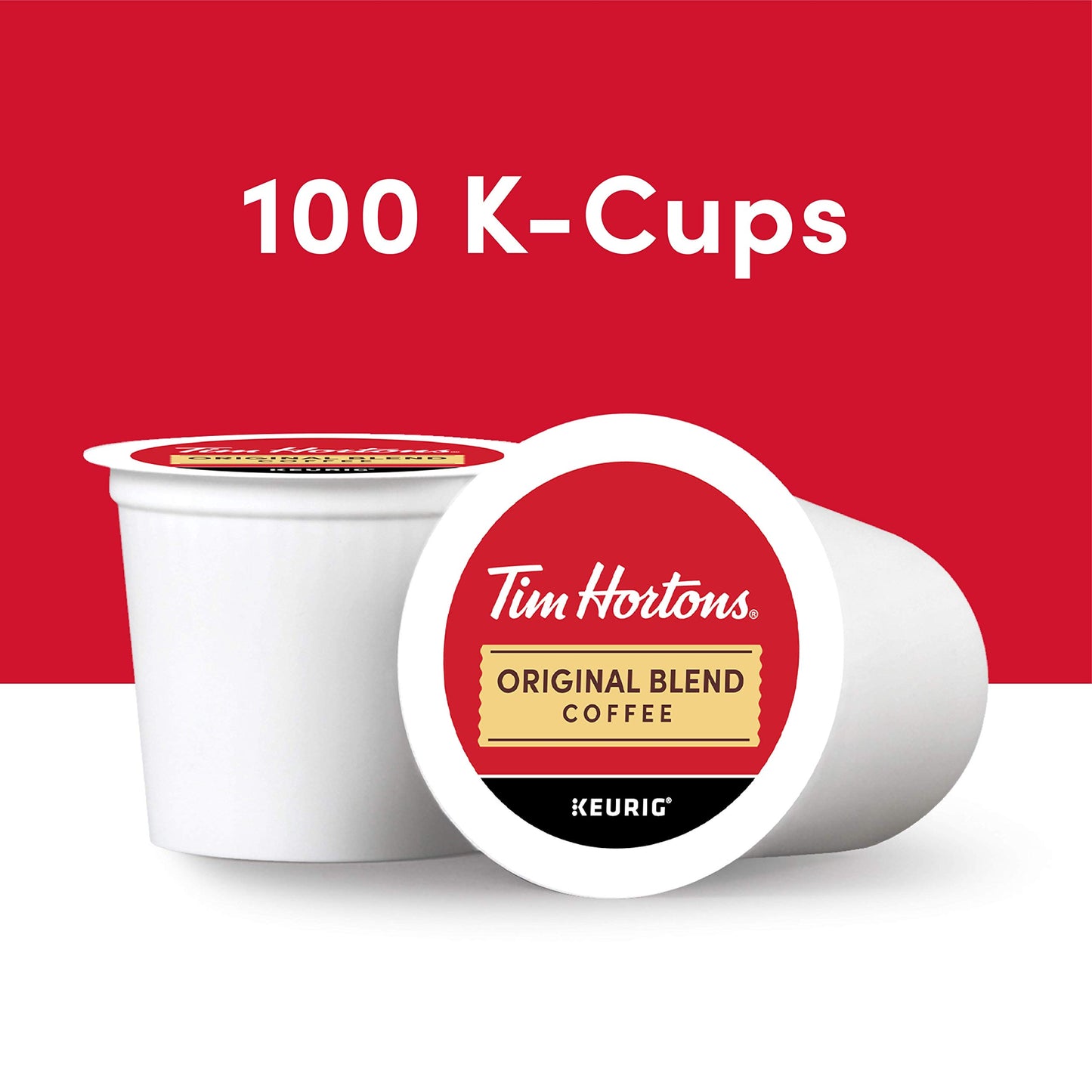 Tim Hortons Original Blend Medium Roast Coffee K-Cup Pods, 100 Count, Compatible with Keurig Brewers
