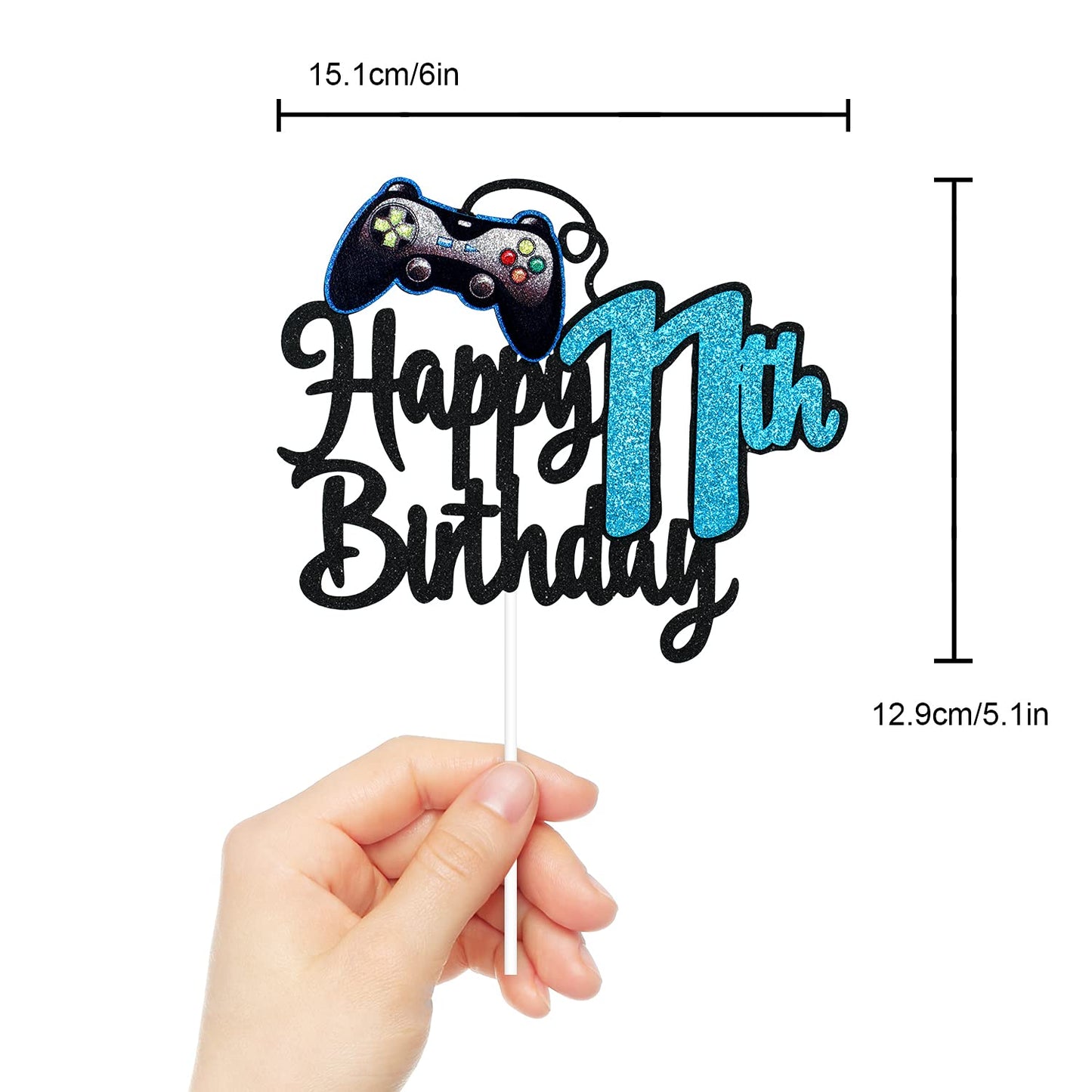 Video Game Happy 11Th Birthday Cake Topper - Video Game Boy'S 11Th Birthday Party Blue Cake Supplies - Game On Level Up Winner P