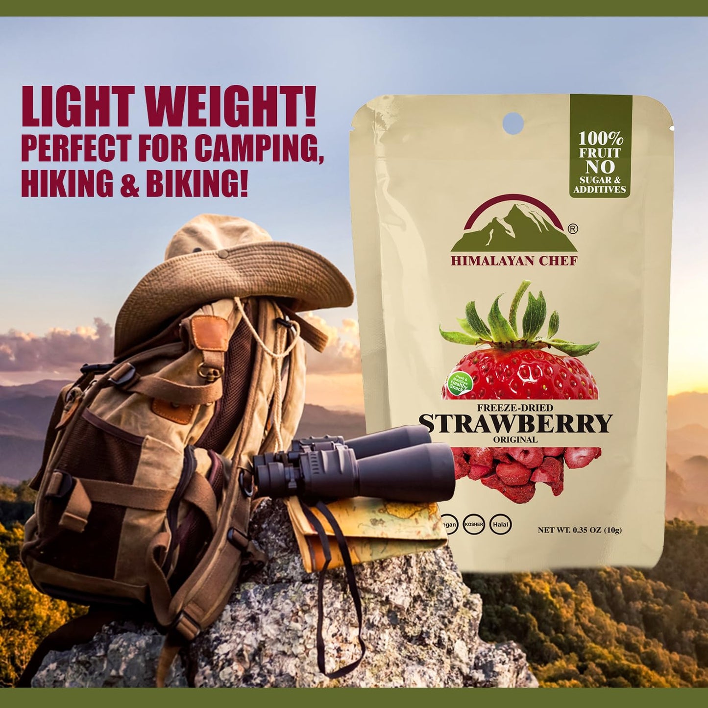 Himalayan Chef Freeze-Dried Strawberry 10G | Organic Drieds Fruit Snacks, Healthy Fruits Snack For Kids & Adults, Freeze-Dried F