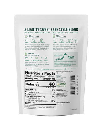 Jade Leaf Matcha Organic Sweetened Matcha Latte Mix - 5.3 Ounce Pouch - Powder