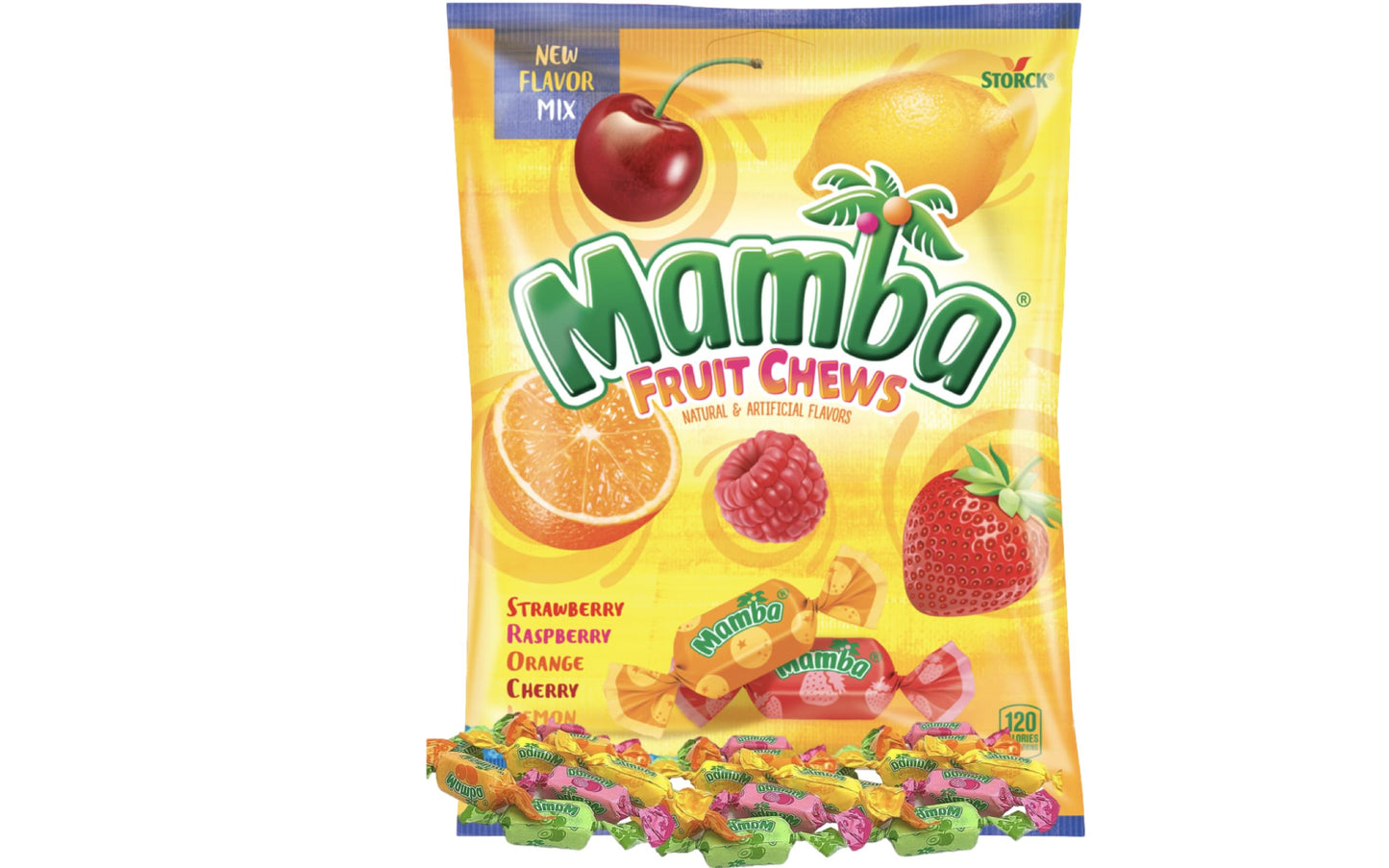 Mamba Beach Sticks Chewy Candy, Fruit Chews Variety Pack, Strawberry Banana Lemonade, 3.17 oz, Pack of 3