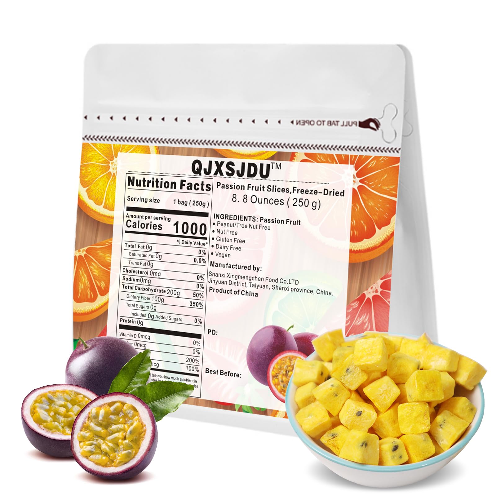 Freeze-Dried Passion Fruit-8.8Oz/250G, Sugar-Free Sweet And Sour Snacks, Passion Fruits Fresh, Baking Freezing Dry Foods For Kum
