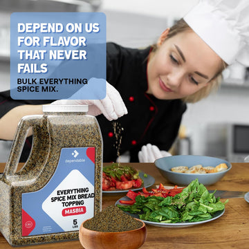 Dependable Food Everything Bagel Mix - 5 Lb. Resealable Jug - Natural, Non-Gmo, No Additives, Kosher - Versatile Spice Blend For