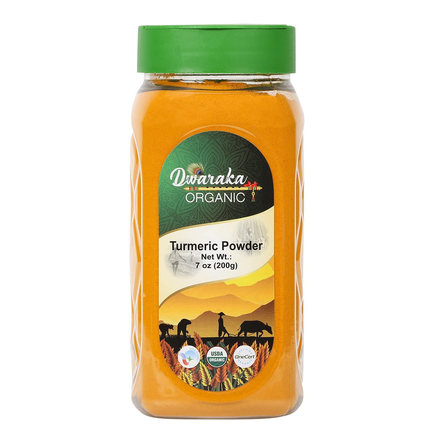 DWARAKA Organic Turmeric Powder, Non-GMO, All Natural, 7oz, Model SUVELAM