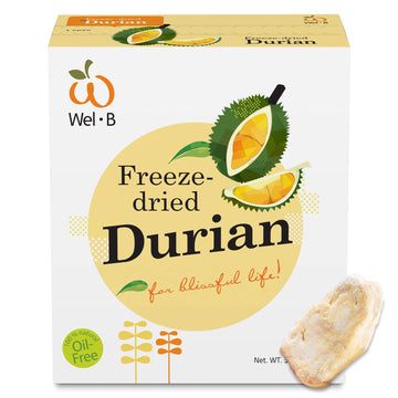 Wel-B Freeze Dried Fruit Snacks, Fresh Durian Freeze Dried to a Crispy Texture While Retaining Natural Flavor and Nutrition, Gre