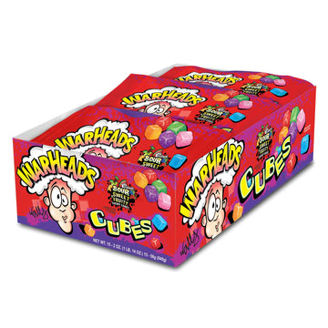 Warheads Cubes - Sour Sweet & Fruity Chewy Candy - Orange, Watermelon, Blue Raspberry, Black Cherry, Strawberry & Green Apple Fl