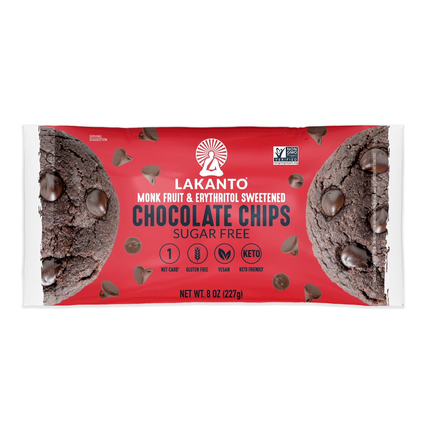 Lakanto Sugar Free Chocolate Chips - Monk Fruit Sweetener and Erythritol, Perfect for Baking, Pancakes, Muffins, Protein Bites,