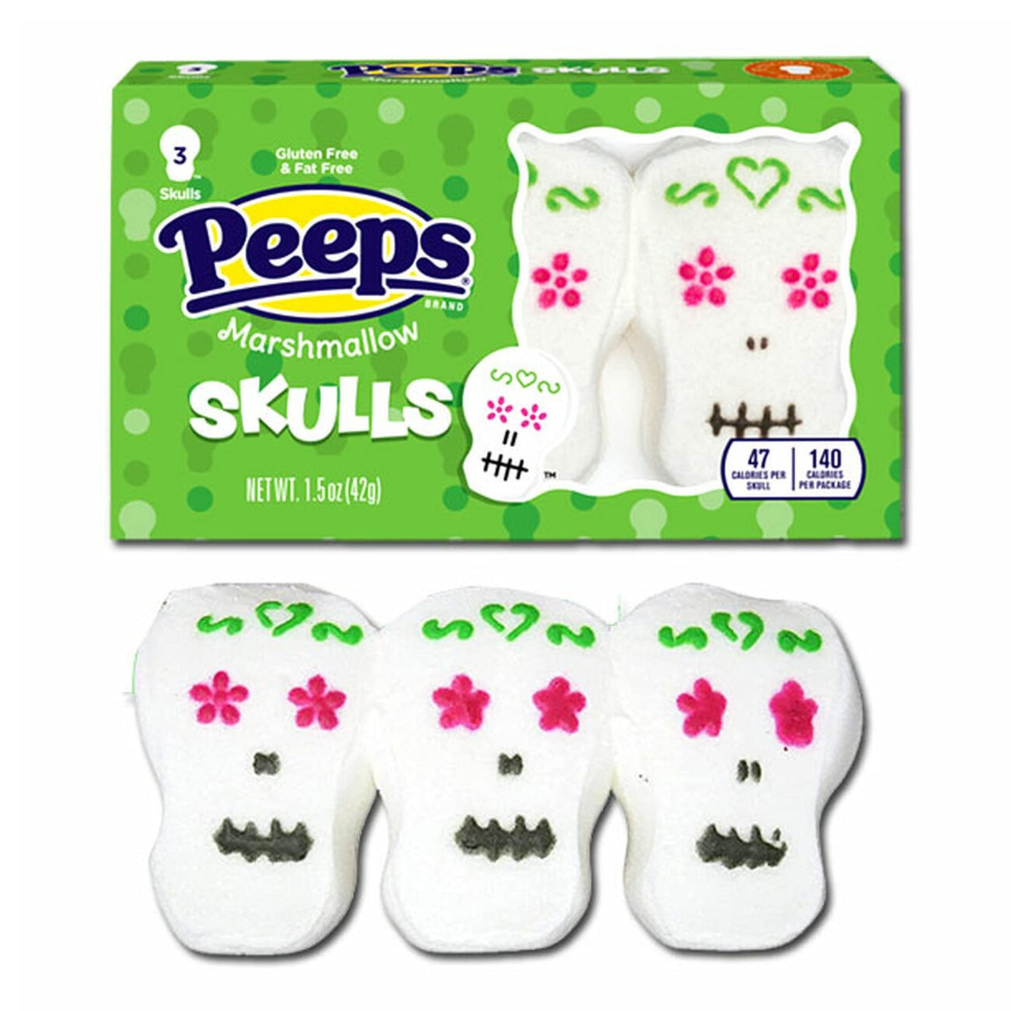 Needzo Monster  Pumpkin  Sugar Skulls  and Ghost Peeps Marshmallows  Halloween 2025 Assorted Character Marshmallow Candies (Pack of 4) 12 Pieces Total