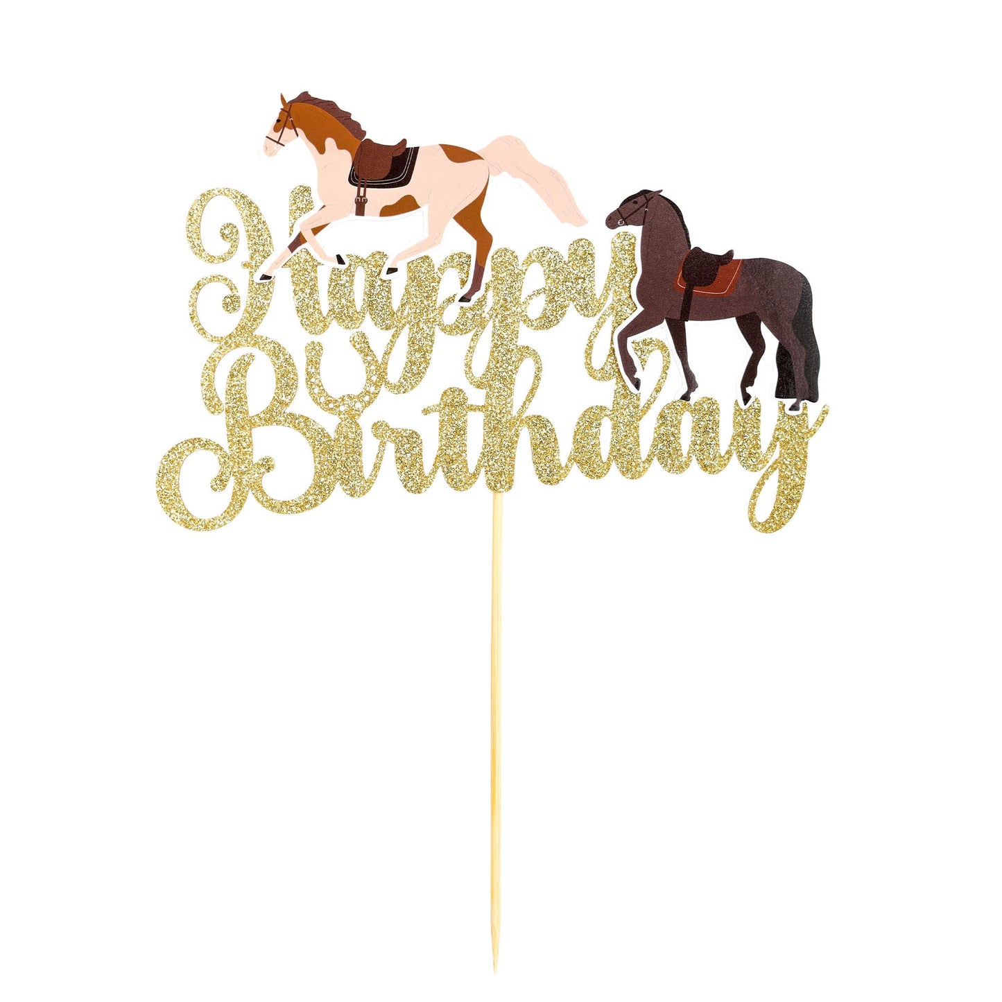 Gyufise 1Pcs Horse Happy Birthday Cake Topper Animal Horse Cake Pick For Equestrian Theme Baby Shower Kids Birthday Party Suppli