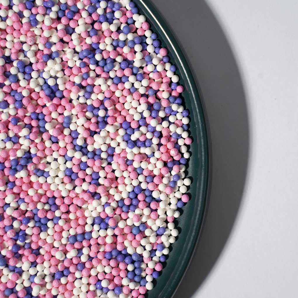 NIPEOR Nonpareils Sprinkles Edible Pearl Sprinkles 130g 2mm Pink Purple for Cake Decorating, Baking, Ice Cream, Cookies, Cupcakes