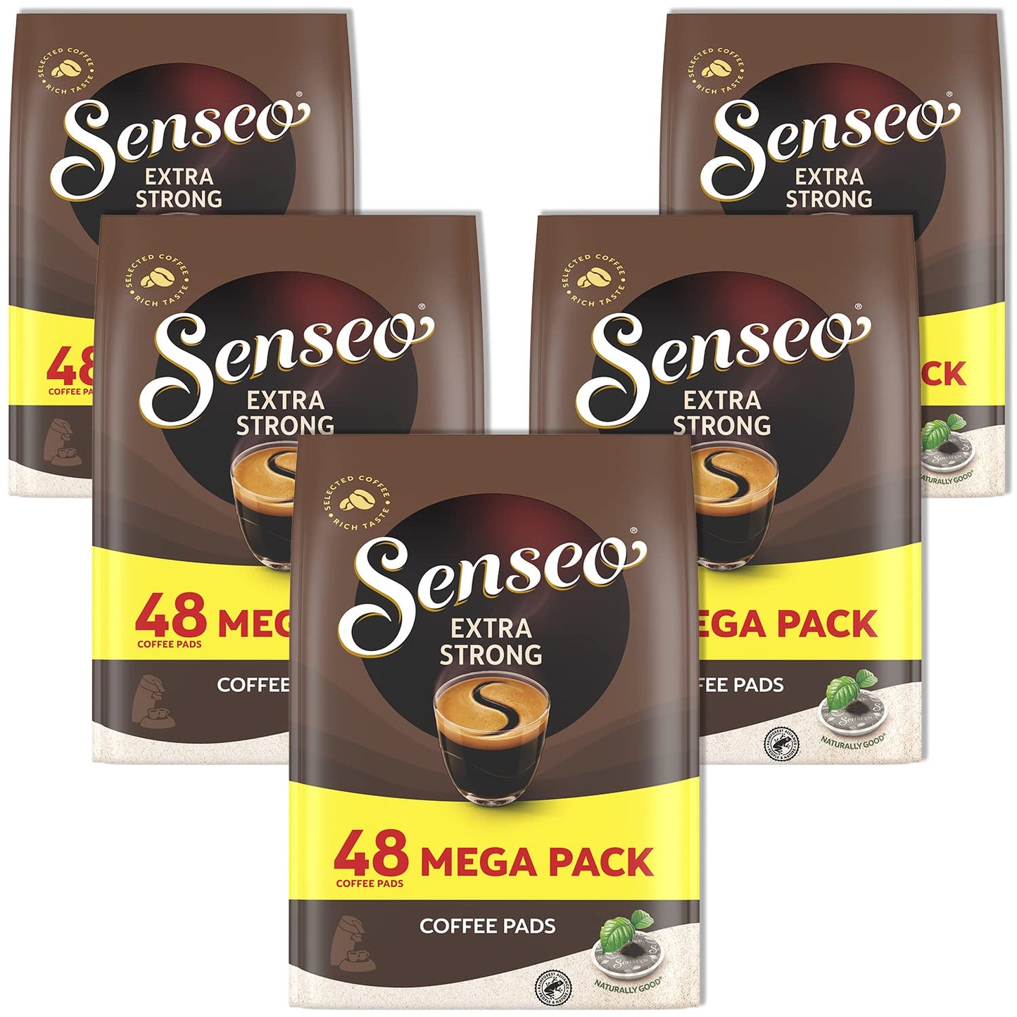 Senseo Extra Strong Coffee Pods - 48 Single Serve Pods per Bag, 5 Bags - Bulk Pack for Rich Flavor, 240 Total Pods