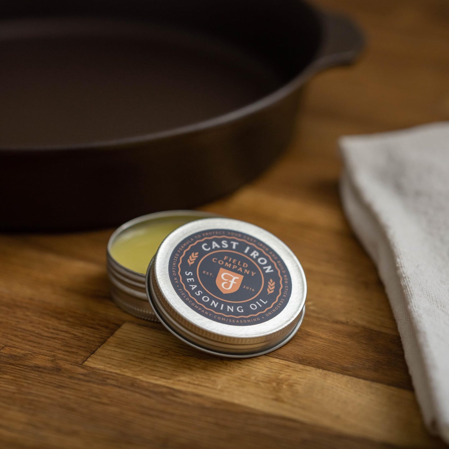 Field Company Cast Iron Seasoning Oil, Organic Blend, 2oz Tin, Black