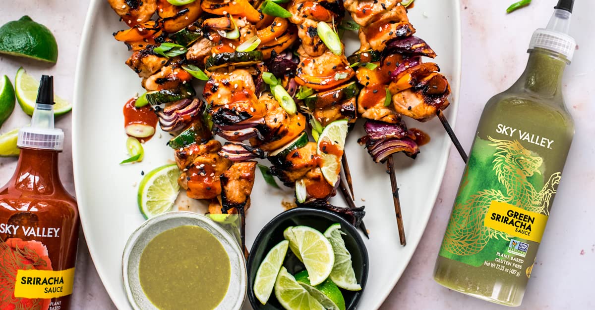 Sky Valley Green Sriracha Sauce - Hot Sauce, Lime, Jalapeo Pepper and Cilantro, Gluten Free, Vegan, Non-GMO, Low Sugar, 5 Calori