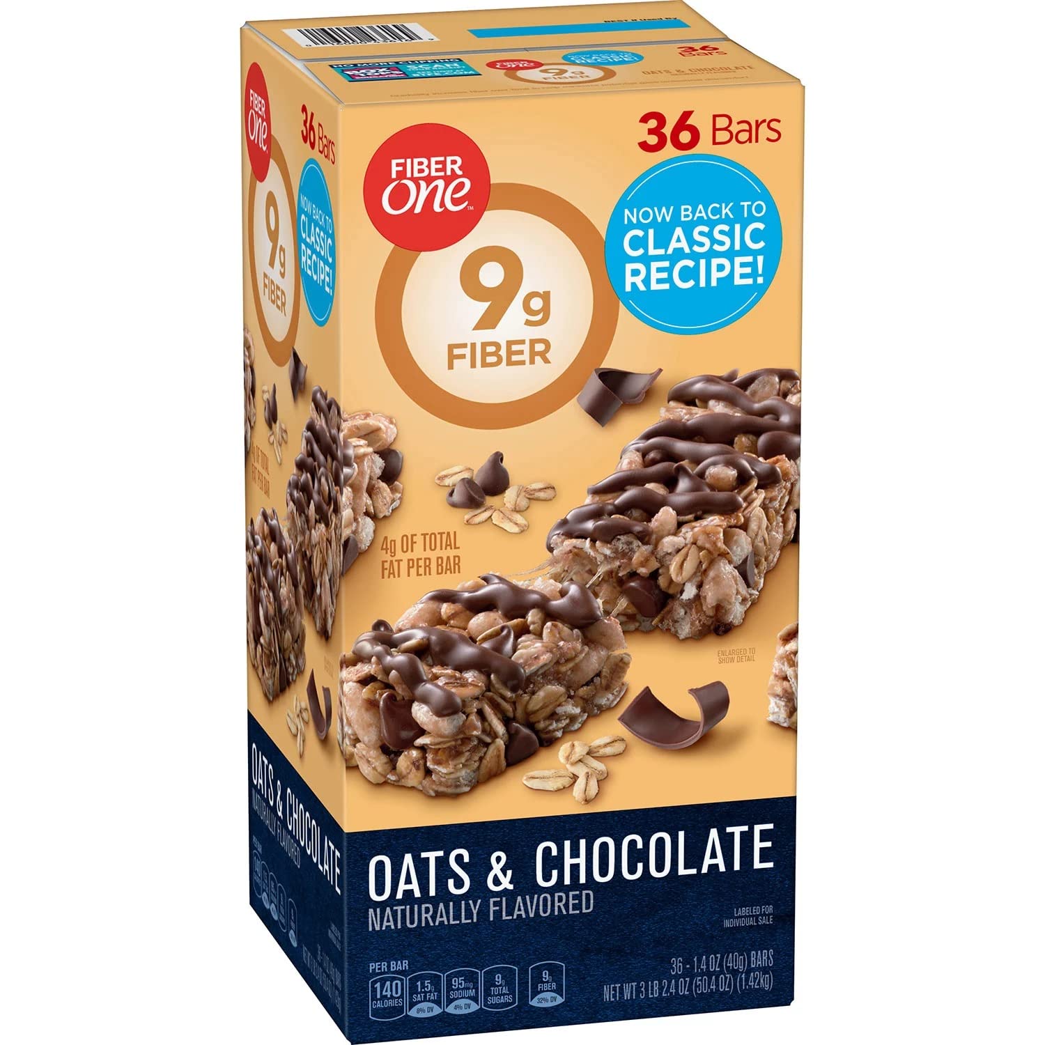 Fiber One Oats and Chocolate Chewy Bars, 36 Count, 1.4 Ounce (Pack of 36)
