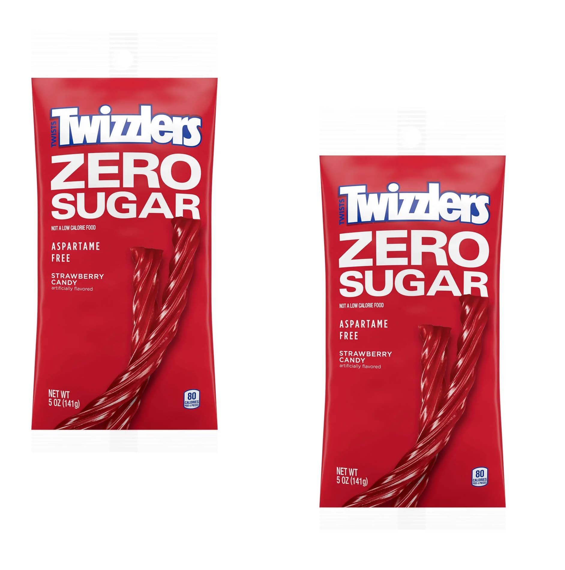 Twizzlers Zero Sugar Strawberry Candy - Pack of 2 - Classic Treats for Snacking