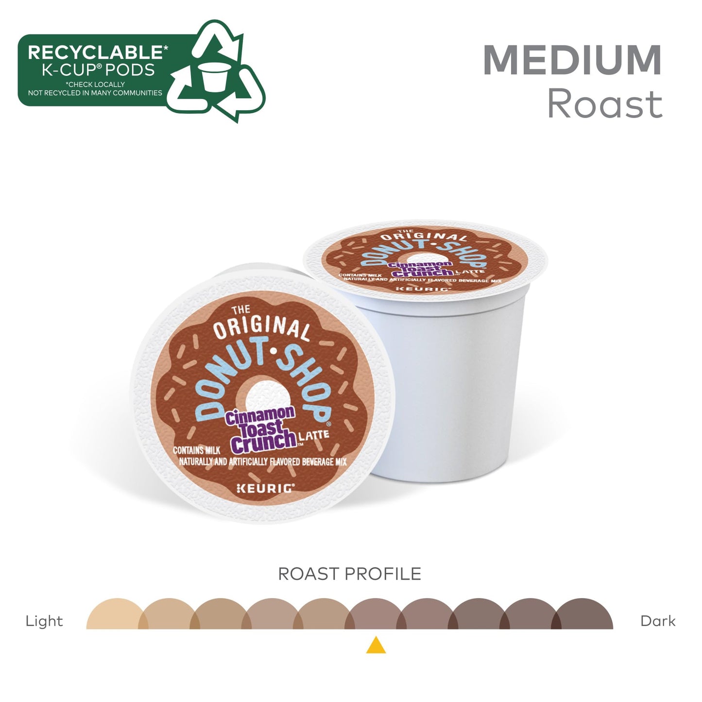 The Original Donut Shop One Step Cinnamon Toast Crunch Latte, Keurig Single Serve K-Cup Pods, 20 Count