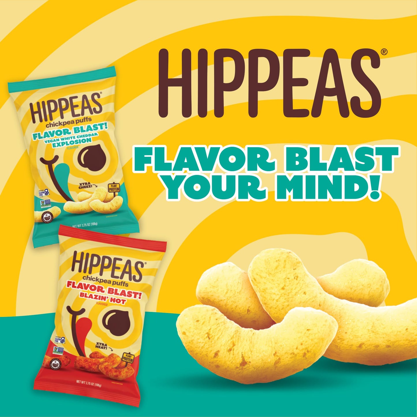 HIPPEAS Chickpea Puffs, Blazin Hot, Vegan, Gluten-Free, 4g Protein, 3g Fiber, 4 Ounce (Pack of 6)
