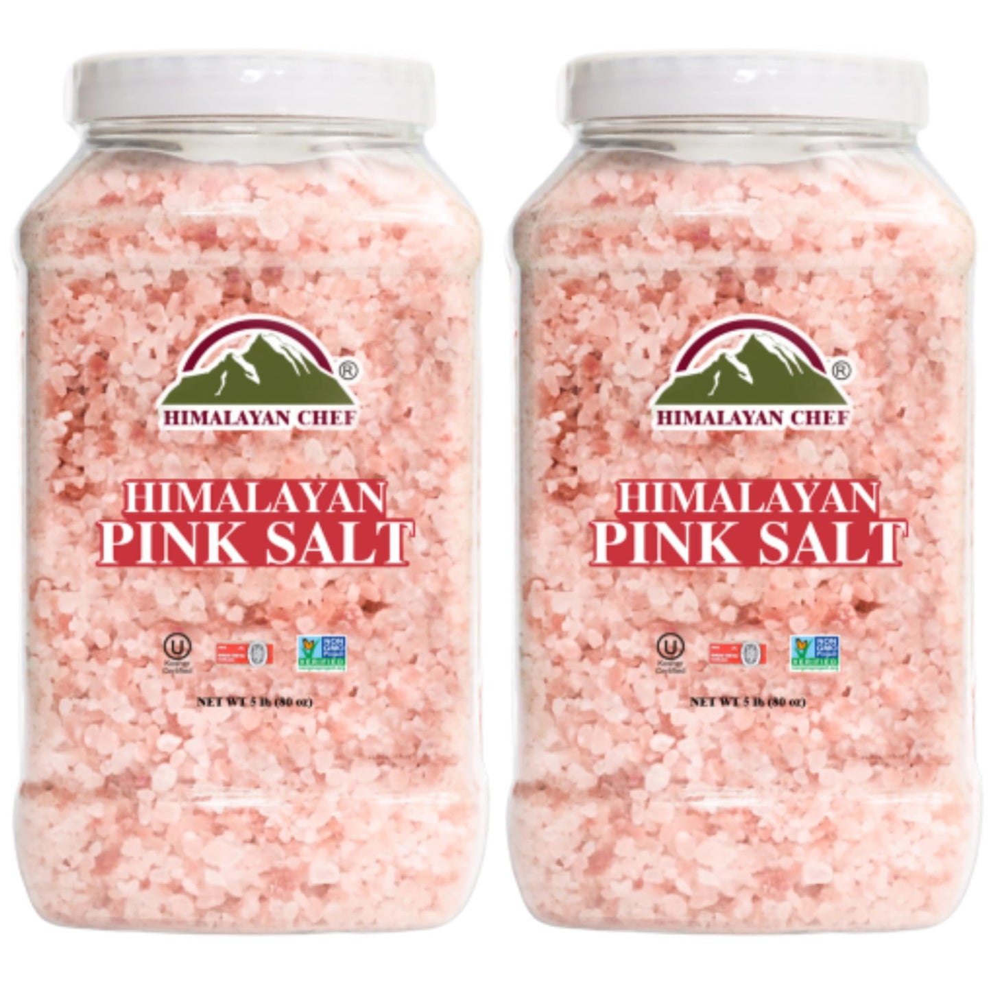 Himalayan Chef Coarse Pink Himalayan Salt, 80 oz (2-Pack), Natural, Kosher, Ideal for Cooking and Seasoning