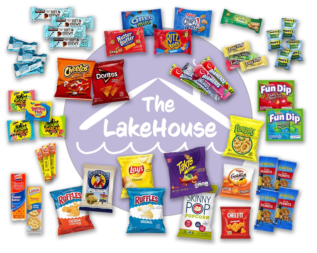 The LakeHouse Chips Variety Pack - 50 Count Gift Basket, Individually Wrapped Snacks for College, Kids, and Office
