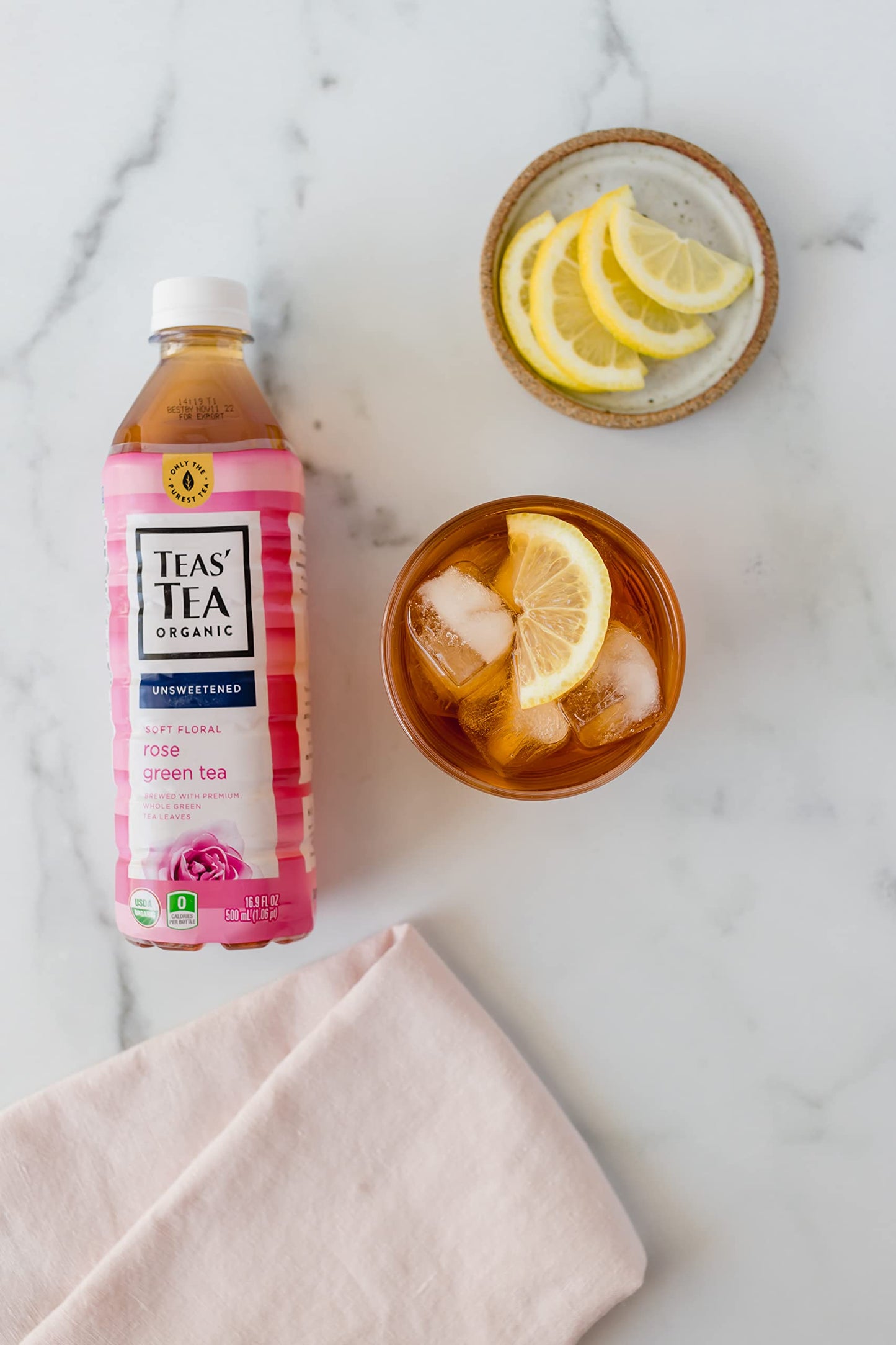 Teas' Tea Unsweetened Rose Green Tea 16.9 Ounce (Pack Of 12) Organic, Sugar Free, 0 Calories