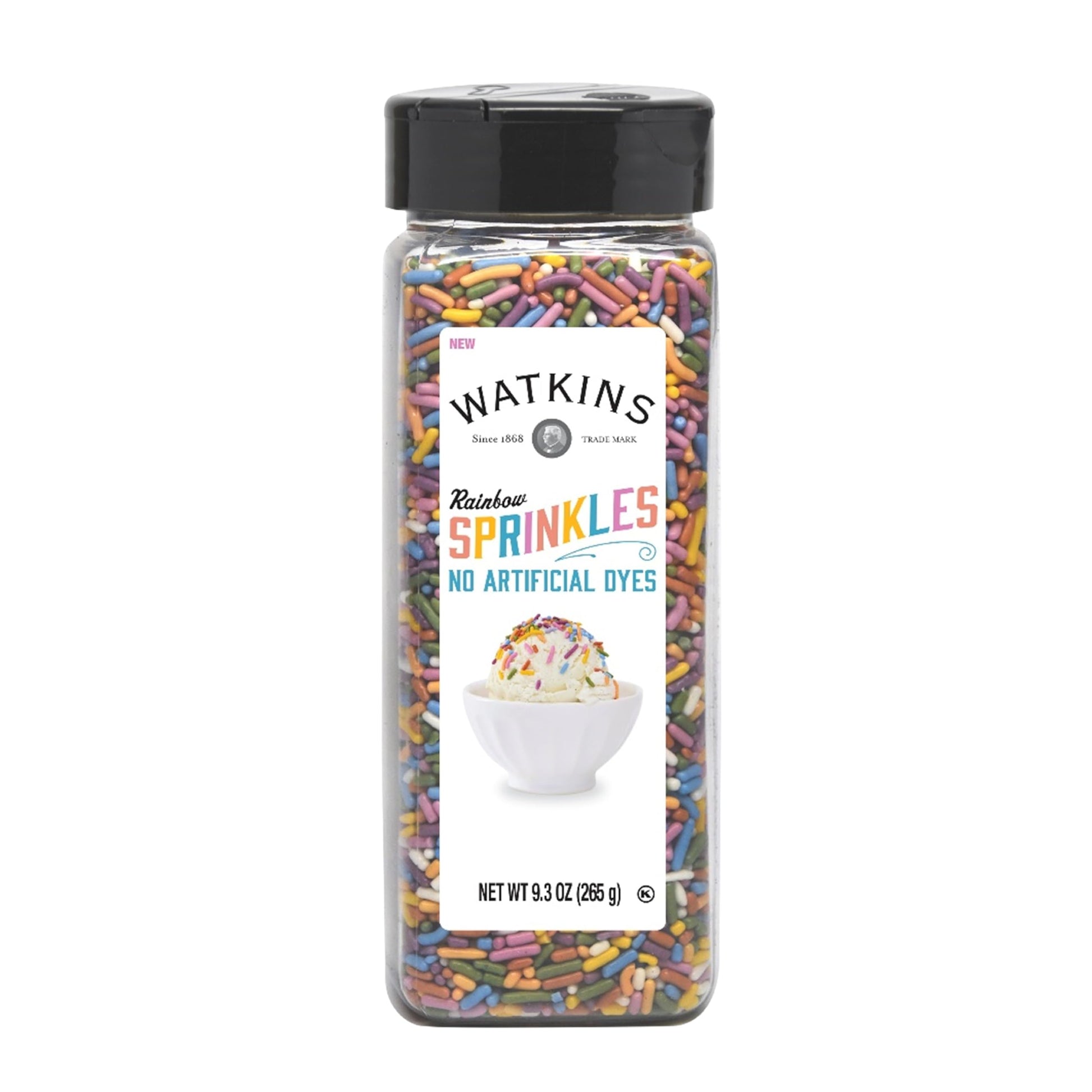 Watkins Rainbow Decorating Sprinkles, No Artificial Dyes, Perfect for Ice Cream and More, 9.3oz