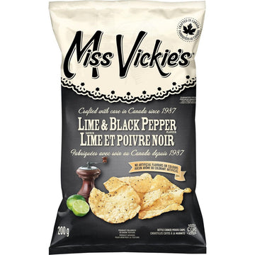 Miss Vickie'S Kettle Cooked Lime & Black Pepper Chips 200G/7.1 Oz {Imported From Canada}