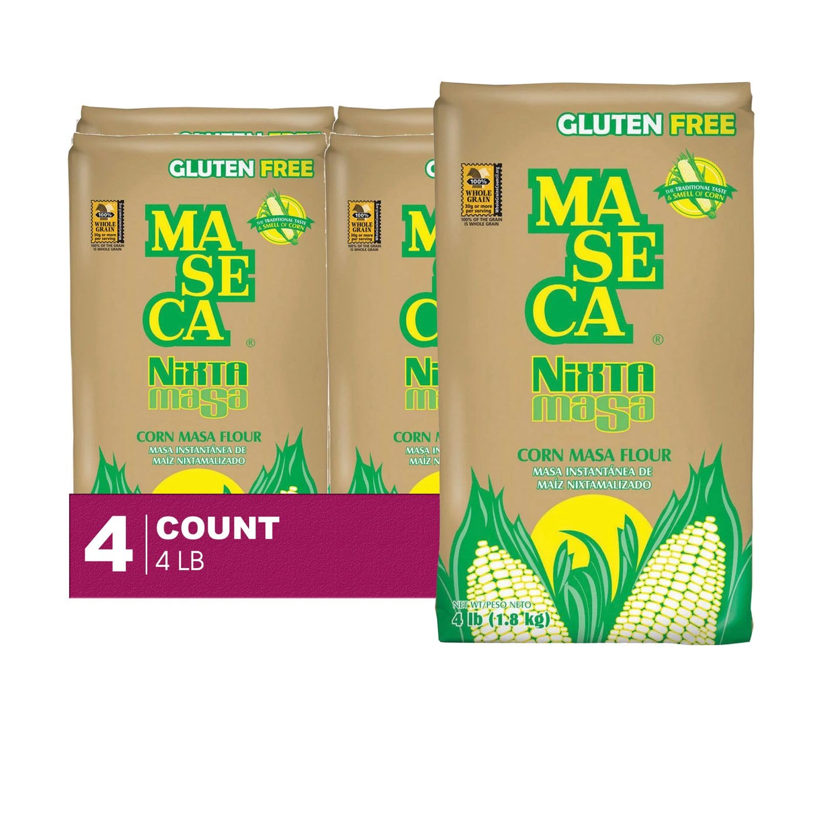 Maseca 4-Pack of Nixtamasa Instant Corn Masa Flour 4 lb Gluten Free