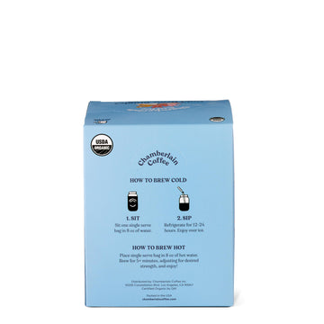 Chamberlain Coffee Flavored Cold Brew Singles Variety Pack – Cold Brew Coffee Grounds – Brew Hot Or Iced - Organic Coffee Single Serve Bags - 10 Cold Brew Sachets