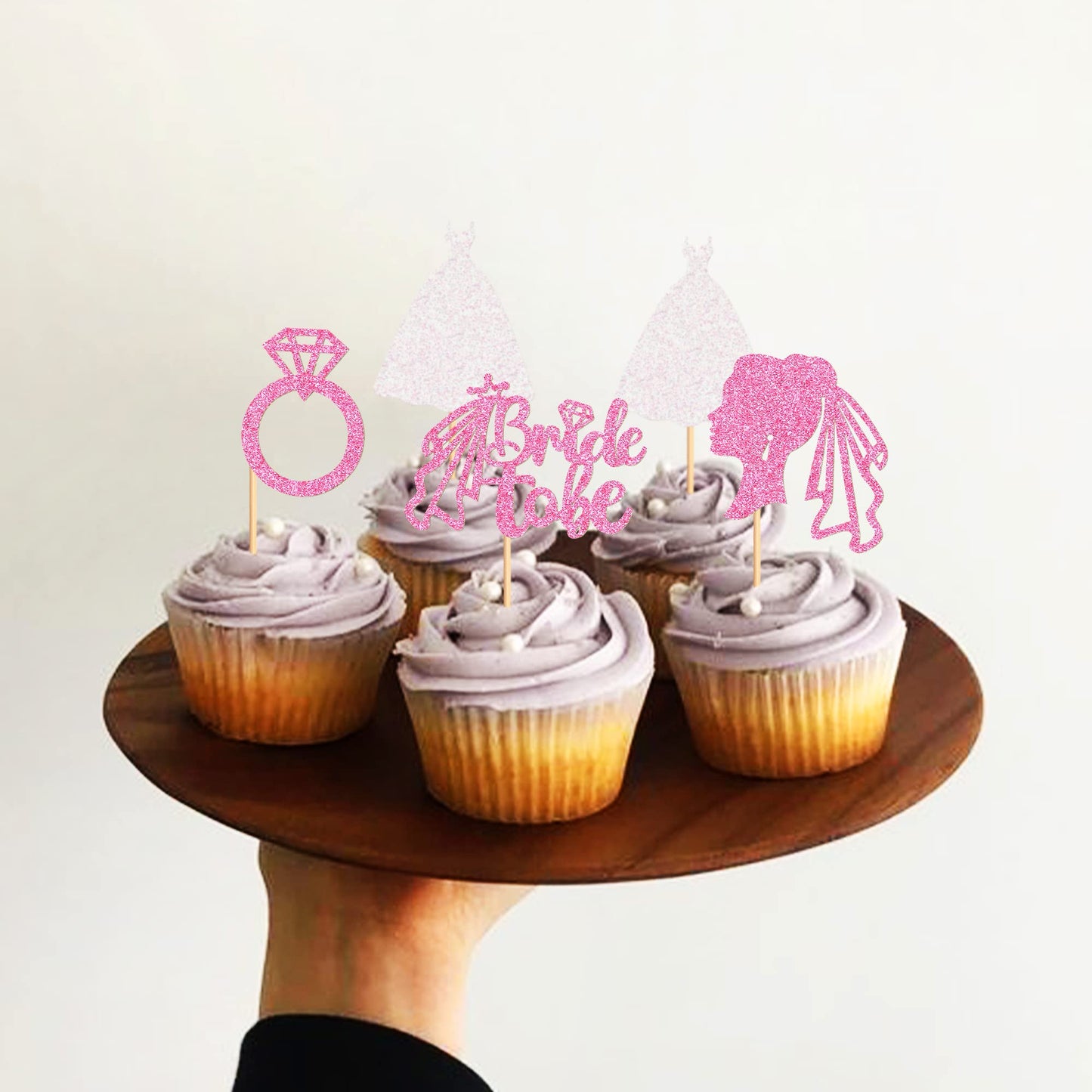 Ercadio 24 Pack Bride To Be Cupcake Toppers Pink Glitter Wedding Dress Ring Cupcake Picks Bride To Be Cake Toppers Wedding Engag