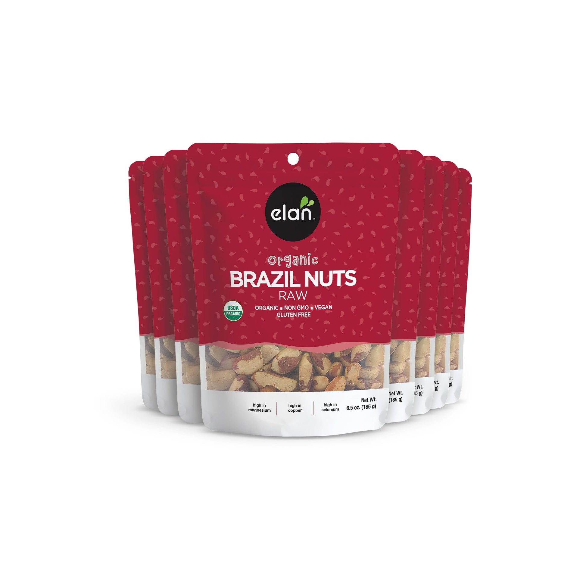 Elan Organic Raw Brazil Nuts, Whole Nuts, Non-GMO, Vegan, Gluten-Free, 8 Pack of 6.5 oz