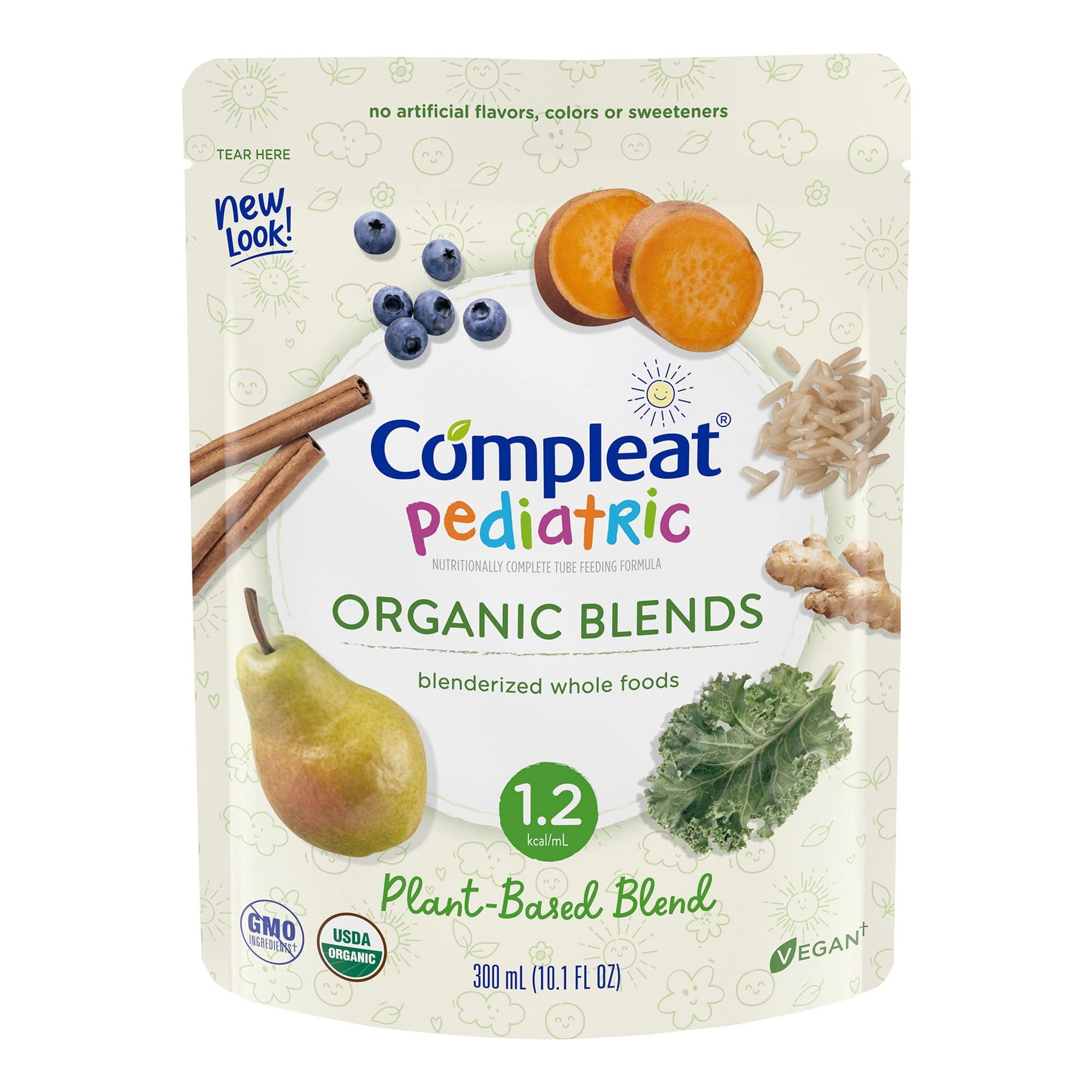 Compleat Pediatric Organic Blends Pediatric Oral nutrition product Plant Blend 10.1 oz Pouch 24 Ct