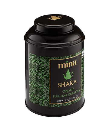 Mina Shara Organic Full Leaf Green Tea In Reusable Tin, 4.2 Oz - Moroccan Loose Leaf Green Tea, For Refreshing Moroccan Mint Green Tea, Moroccan Mint Tea Ceremony