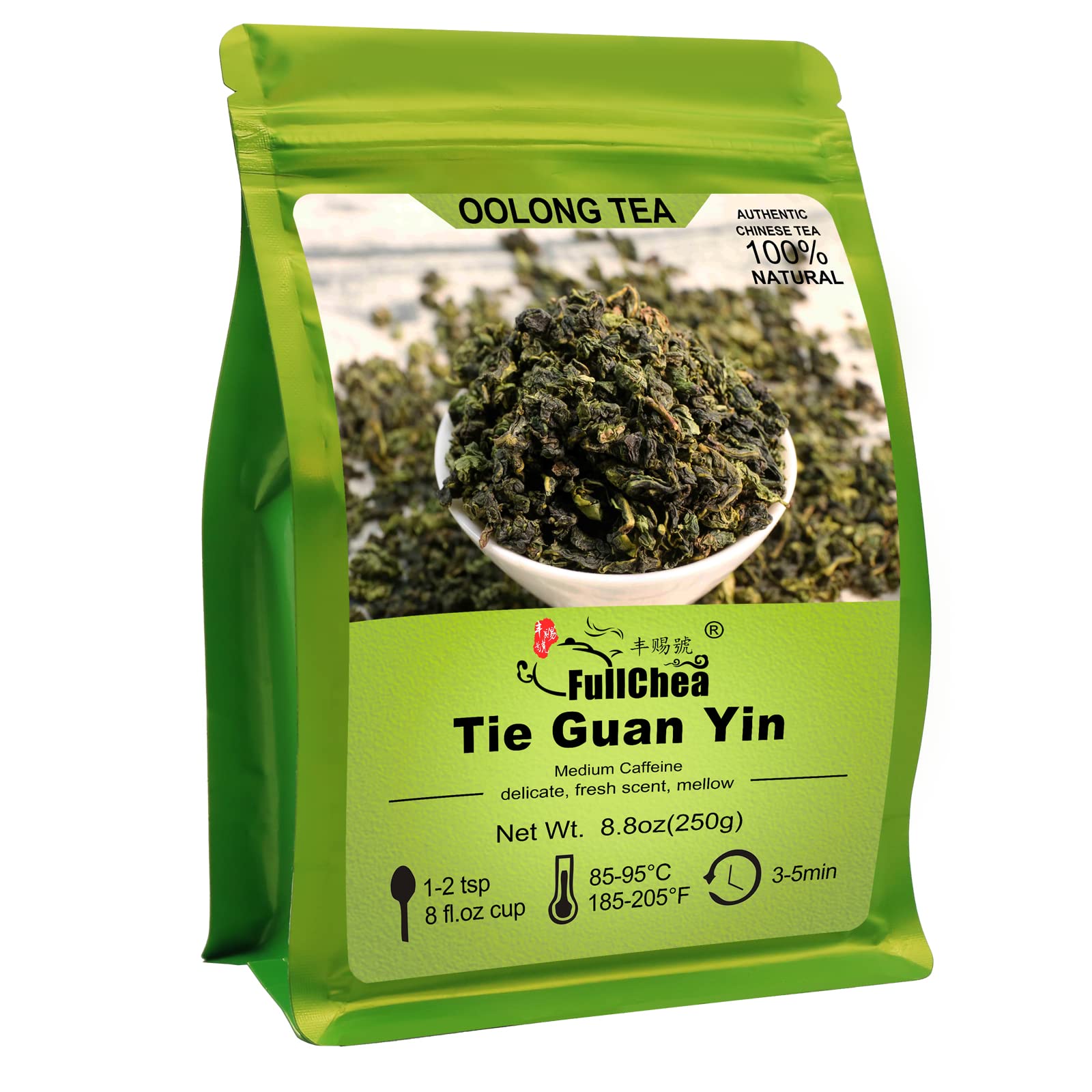 FullChea Oolong Tea - Anxi Tieguanyin - Loose Leaf - 8.8oz (250g) - Fruit Aroma - Aids Digestion