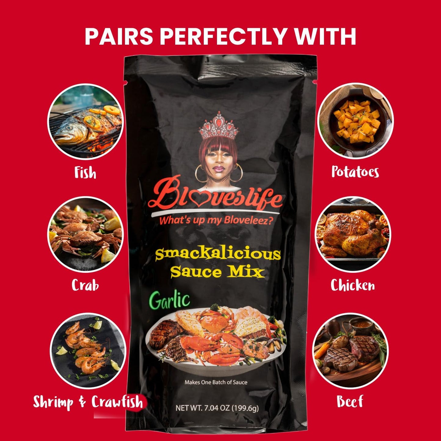 Blove's Smackalicious Sauce Seasoning Mix (Garlic) Seasoning mix for making Smackalicious Sauce by Bloveslife. Great on fish, cr