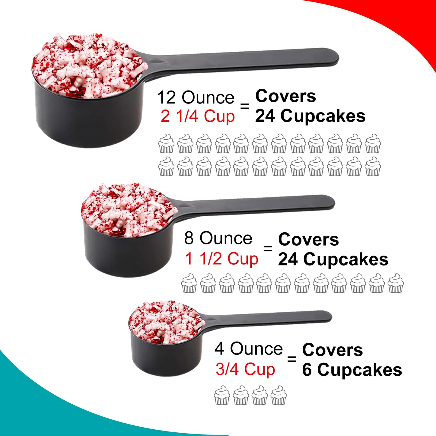 Bloody Bones Treat Toppers - 12 Oz Resealable Stand Up Candy Bag - White Candy Bone Shaped Sprinkles w/Red Splashes - Halloween
