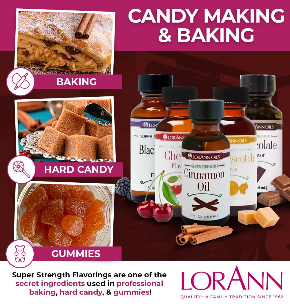 LorAnn Oils Super Strength Flavoring - Used For Candy Making, Flavoring Extracts, Baking, Hard Candy, and Flavor Oils - Bold, Na
