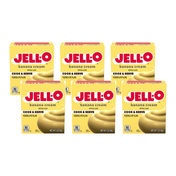 Jell-O Cook & Serve Banana Cream Pudding & Pie Filling (3 oz Boxes, Pack of 6)