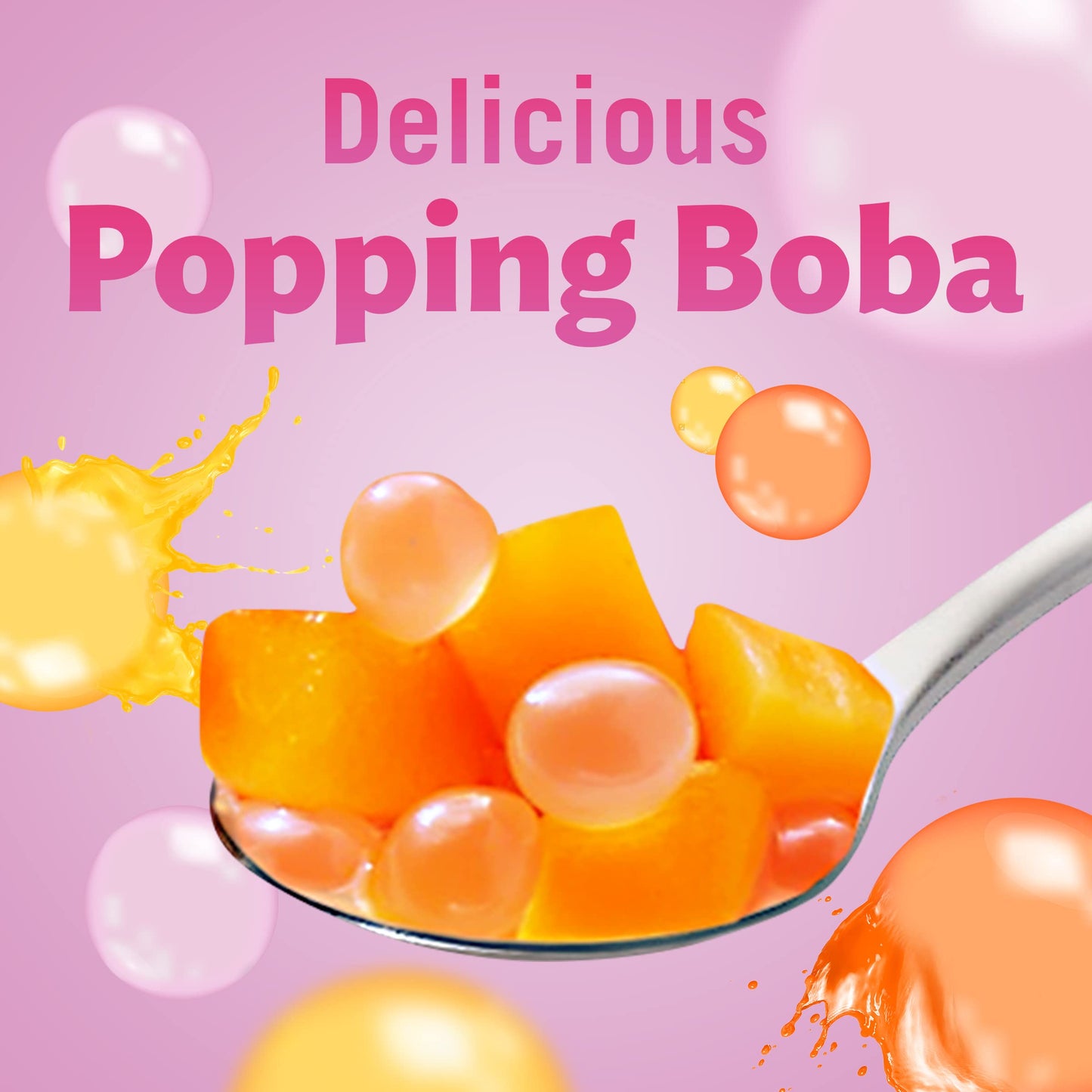 Del Monte Bubble Fruit Peach Strawberry Lemonade with Popping Boba, 3.5 Ounce Cups, Pack of 4, Orange