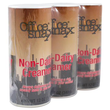 Office Snax Case of 8 (3-Packs) 12oz Non-Dairy Coffee Creamer Canisters (24 Total), Rich & Creamy, Reclinable Lid, Perfect for H